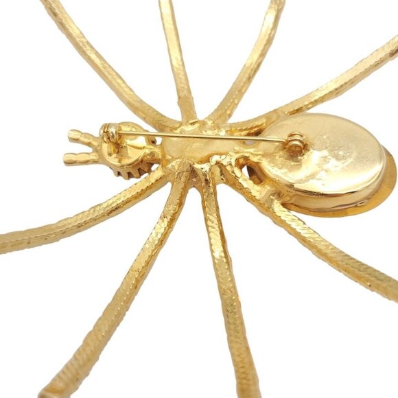 Large Crystal Rhinestone Spider Brooch Pin Gold Tone 3.5" Long *Ivana See Desc.* - Picture 7 of 8